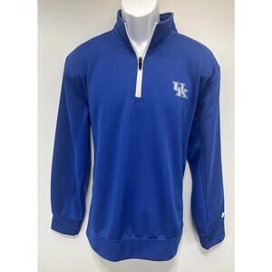 Kentucky Wildcats UK 1/4 Zip Fleece Pullover Mens L Blue Russell Performance